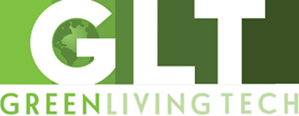 Logo with the letters "GLT" in green with a globe inside the "G." Below, it reads "Green Living Tech" in uppercase letters.